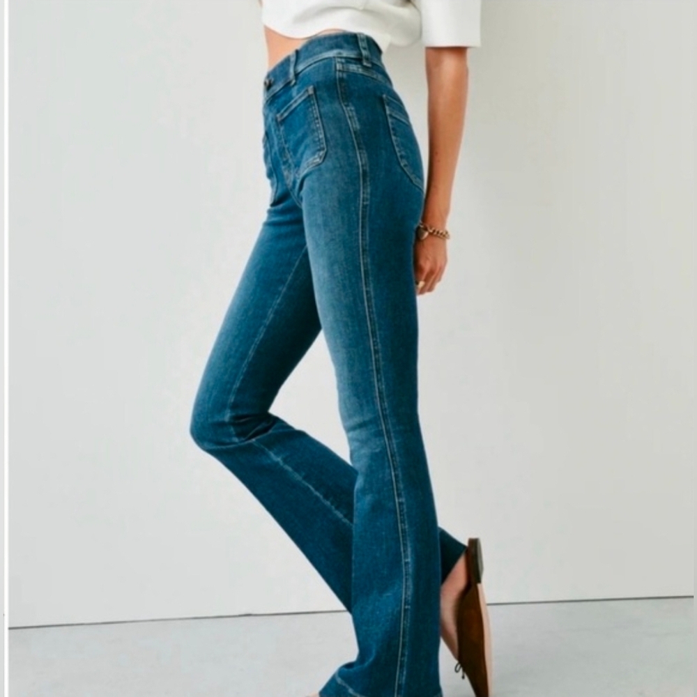 SPANX shape EveryWear Flare Jeans pull-on style with patch pockets Size XL - Picture 4 of 16